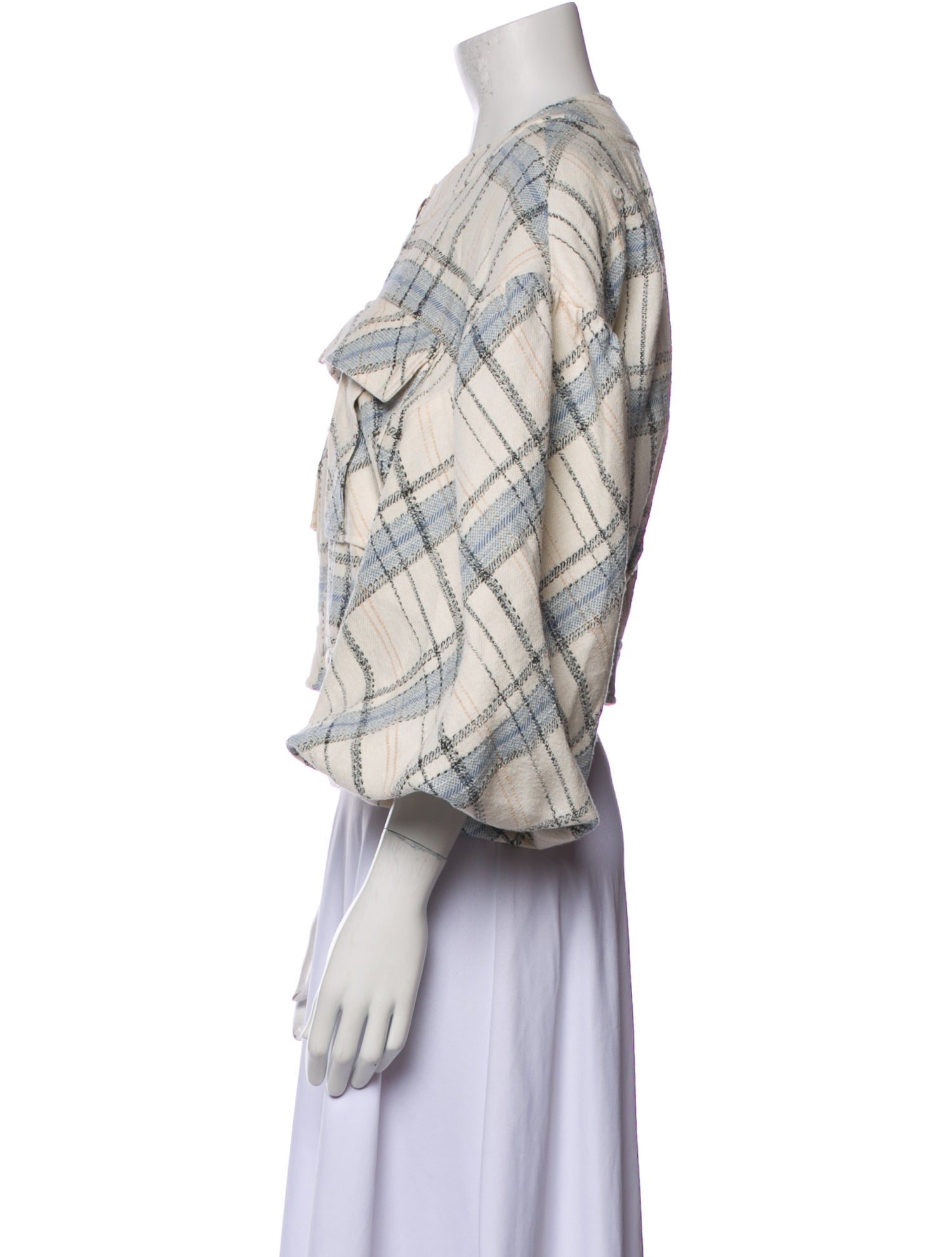 Veronica Beard Plaid Print Denim Jacket